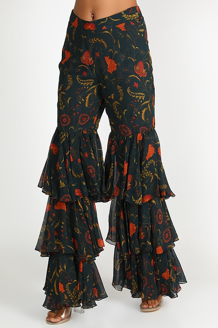Cobalt Blue Embroidered Sharara Set For Girls by Shreya Agarwal - Kids at Pernia's Pop Up Shop