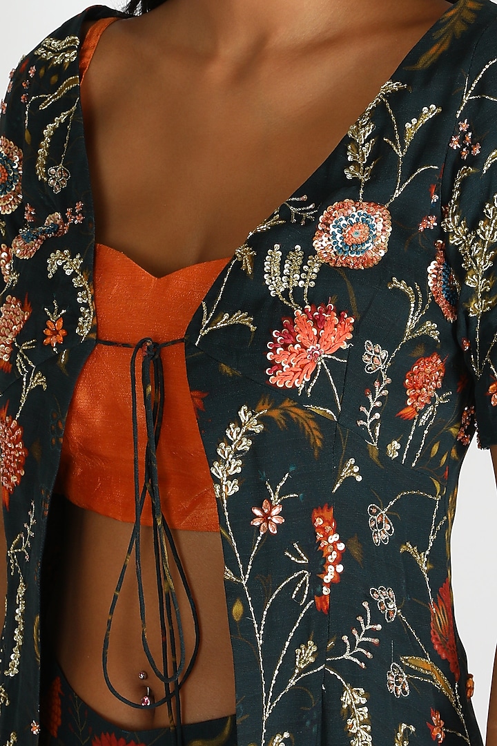 Cobalt Blue Embroidered Sharara Set For Girls by Shreya Agarwal - Kids at Pernia's Pop Up Shop