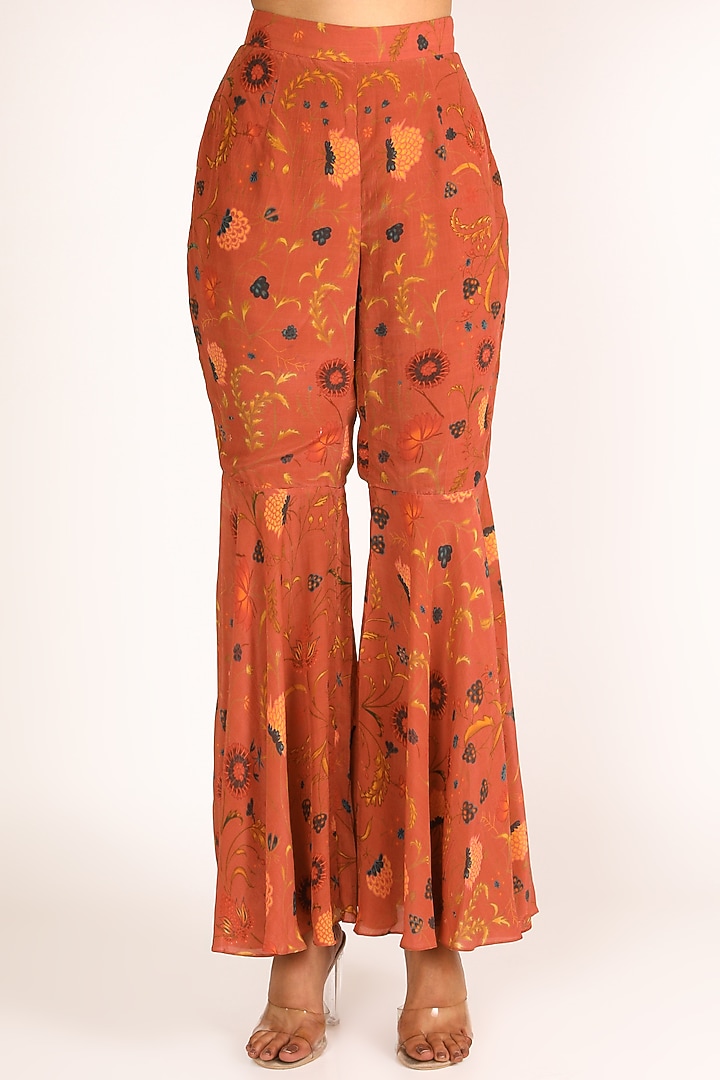Brick Orange & Blue Printed Cape Set For Girls by Shreya Agarwal - Kids at Pernia's Pop Up Shop