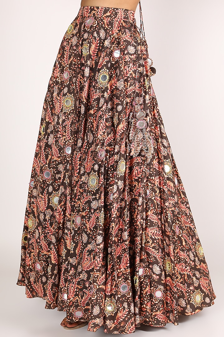 Brown Printed Lehenga Set For Girls by Shreya Agarwal - Kids at Pernia's Pop Up Shop