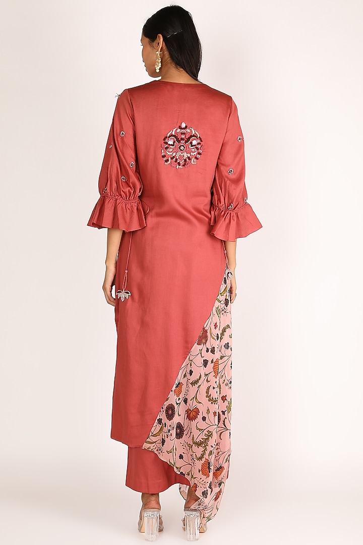 Pink Printed Kurta With Pants For Girls by Shreya Agarwal - Kids at Pernia's Pop Up Shop