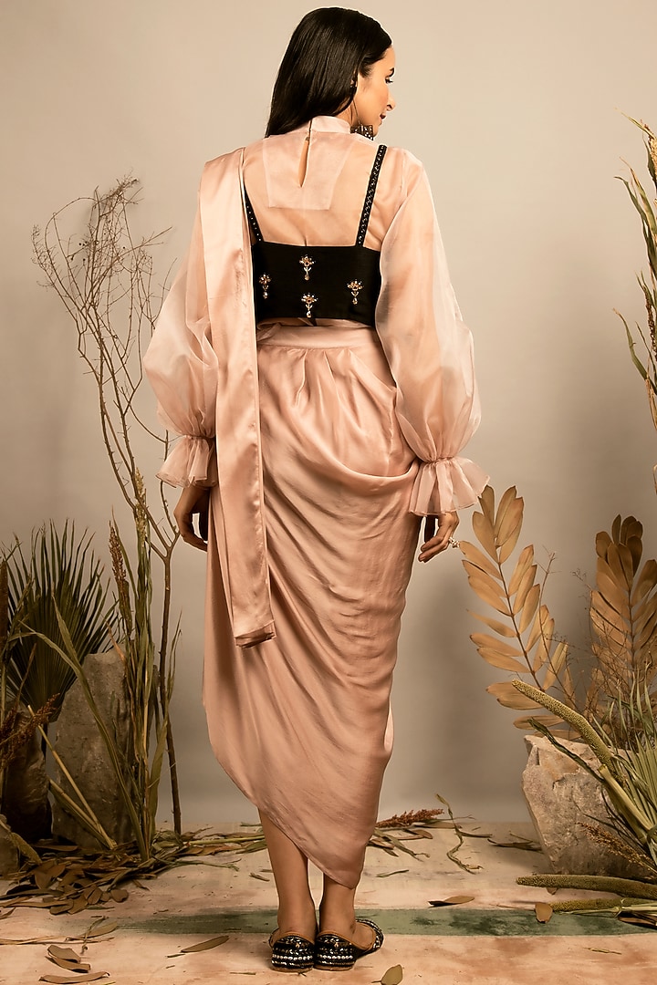 Blush Pink Cowl Skirt Set With Shirt For Girls by Shreya Agarwal - Kids at Pernia's Pop Up Shop