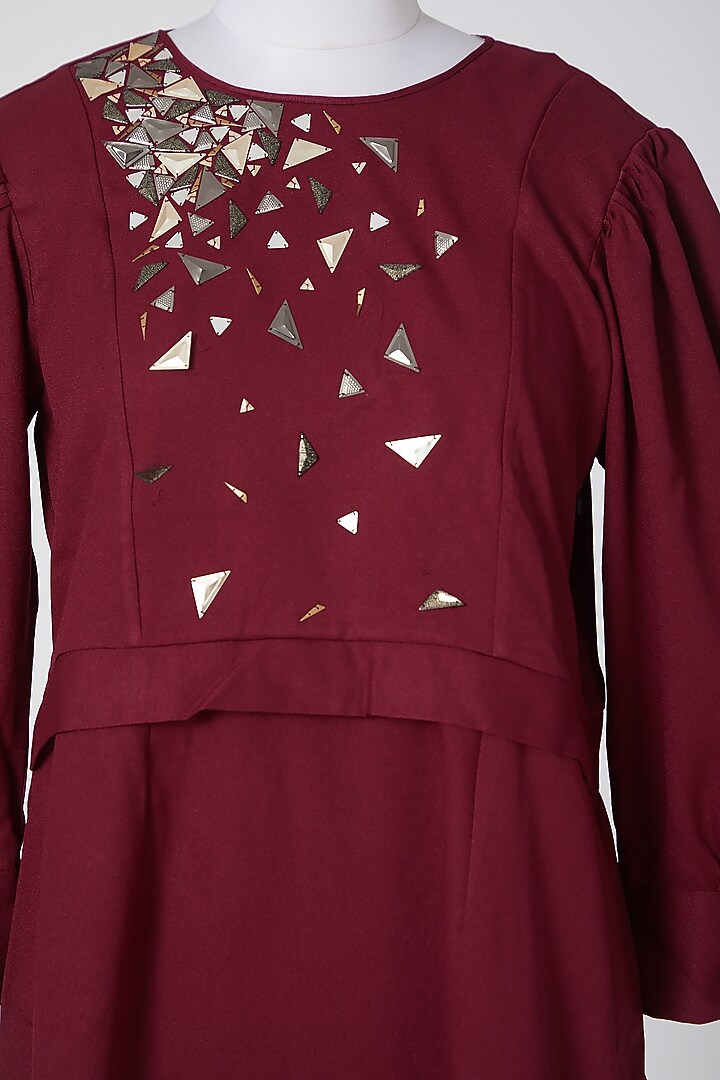 Maroon Embroidered Summer Dress by Radical at Pernia's Pop Up Shop