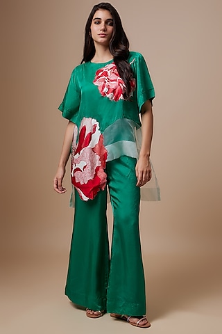 Green Silk Co-Ord Set by Radical