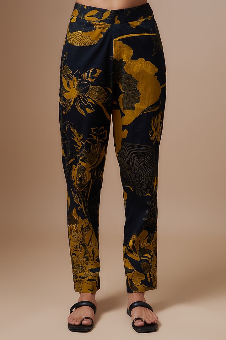 Black Cotton Floral Printed Jacket Set by Radical at Pernia's Pop Up Shop