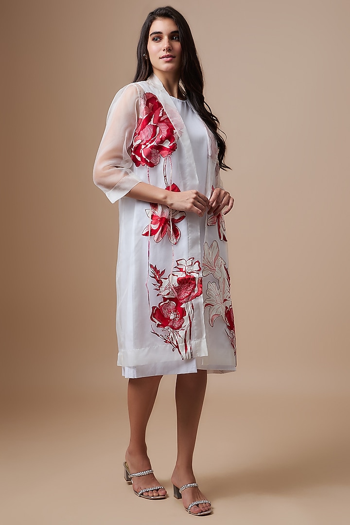 White Linen & Organza Jacket Dress by Radical