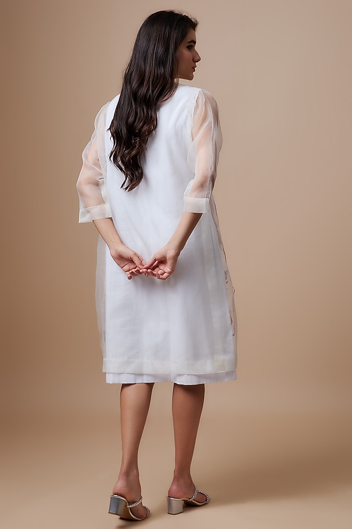 White Linen & Organza Jacket Vacation Dress by Radical at Pernia's Pop Up Shop