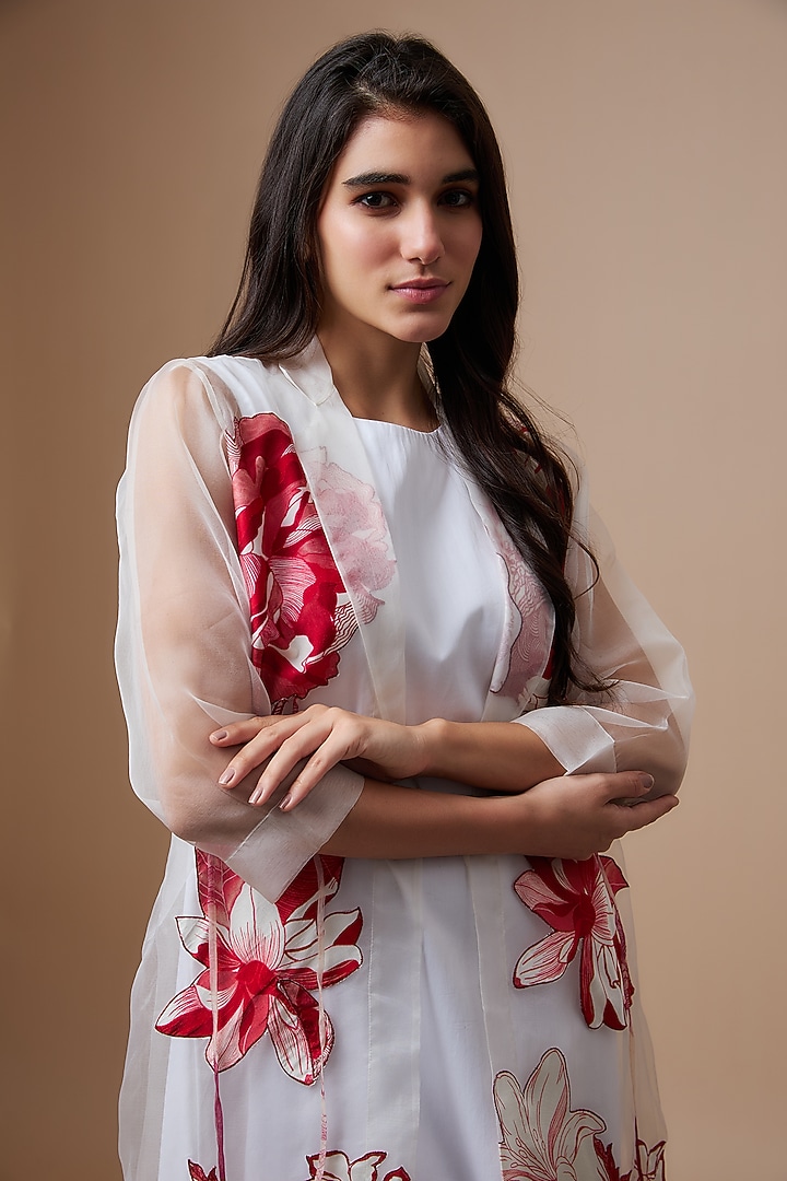 White Linen & Organza Jacket Vacation Dress by Radical at Pernia's Pop Up Shop