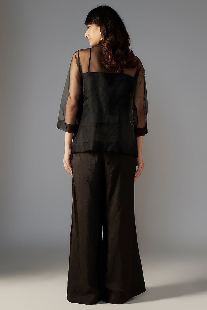 Black Silk & Organza Applique Co-Ord Set by Radical at Pernia's Pop Up Shop