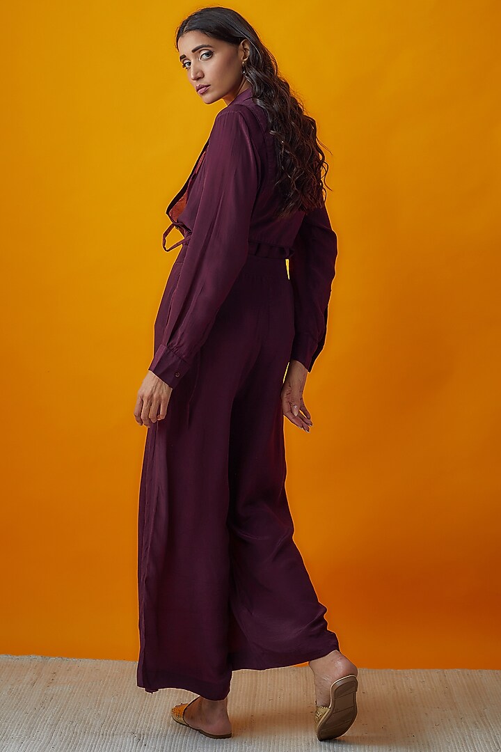 Burgundy Crepe Co-Ord Set by Radical at Pernia's Pop Up Shop