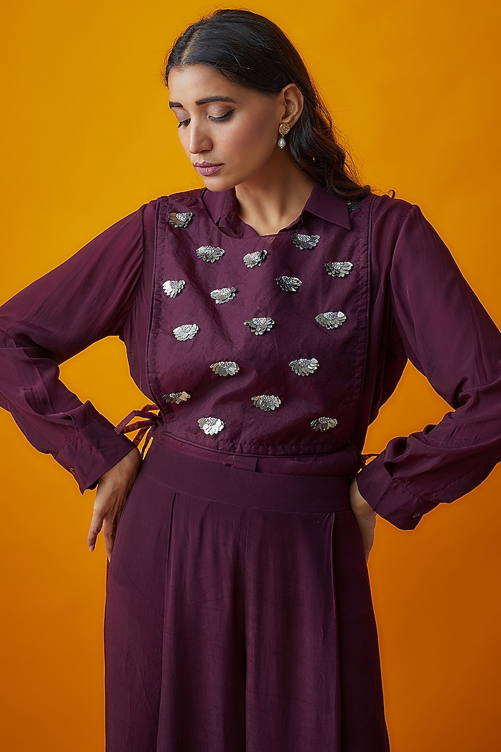 Burgundy Crepe Co-Ord Set by Radical at Pernia's Pop Up Shop