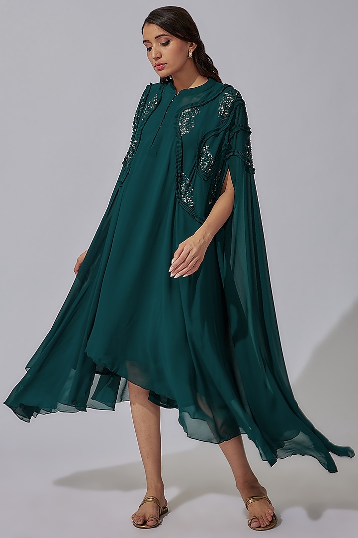 Teal Pure Georgette Tunic by Radical