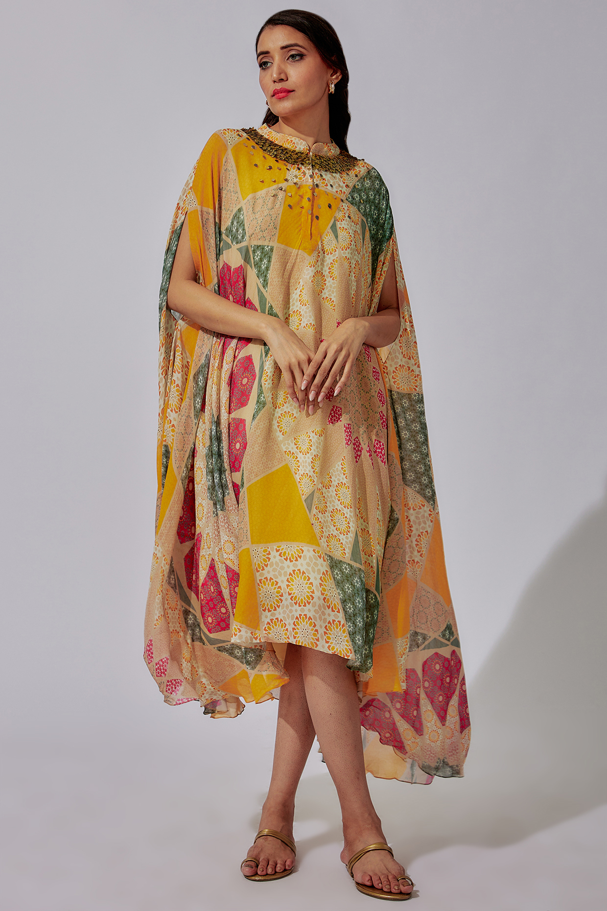 Multi-Colored Silk Satin Printed Tunic by Radical at Pernia's Pop Up Shop