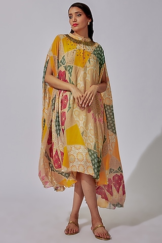 Multi-Colored Silk Satin Printed Tunic by Radical