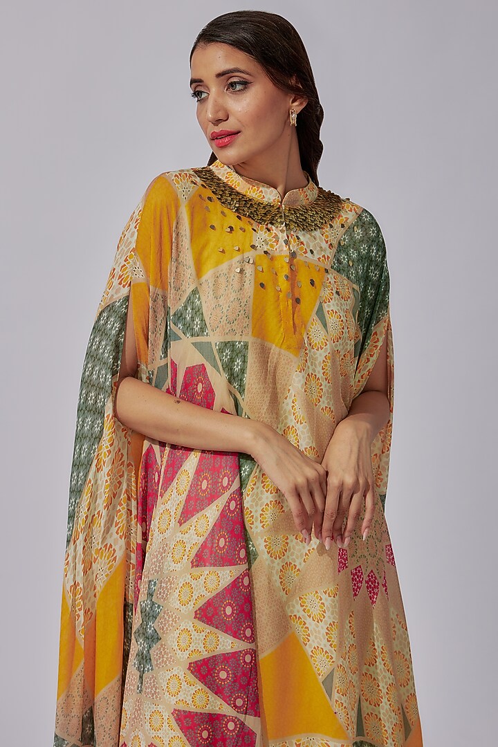 Multi-Colored Silk Satin Printed Tunic by Radical at Pernia's Pop Up Shop