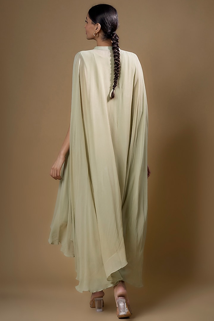 Mint Pure Georgette Embroidered Trapeze Tunic by Radical at Pernia's Pop Up Shop