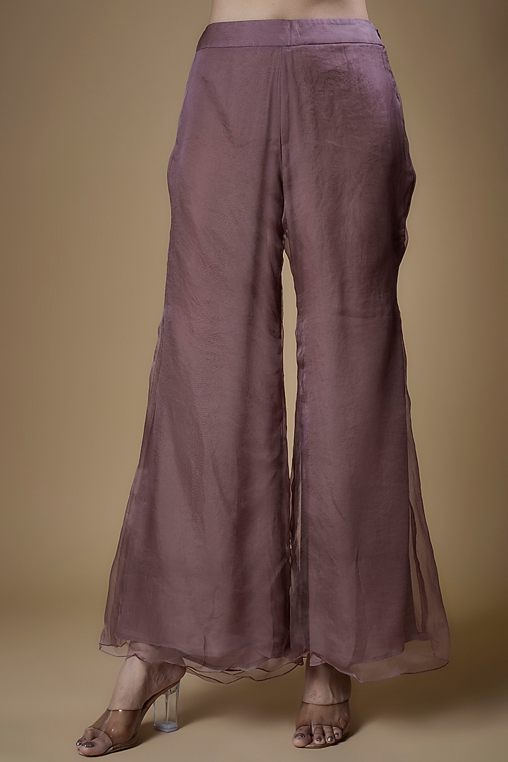 Plum Organza Embroidered Cape Set by Radical at Pernia's Pop Up Shop