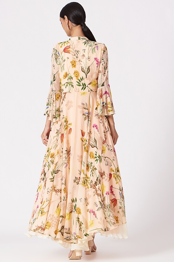 Peach Flared Jumpsuit With Embroidered Jacket by Radical at Pernia's Pop Up Shop