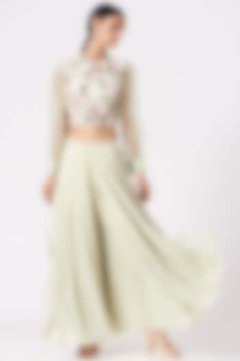 Mint Crepe Flared Pant Set by Radical at Pernia's Pop Up Shop