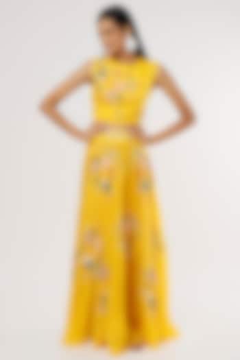 Yellow Bemberg Silk Skirt Set by Radical