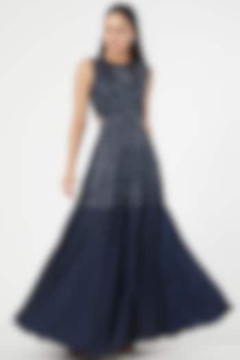 Capital Blue Embroidered Cut-Out Gown by Radical