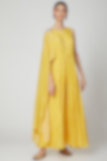 Yellow Embellished Overlay Jumpsuit by Radical