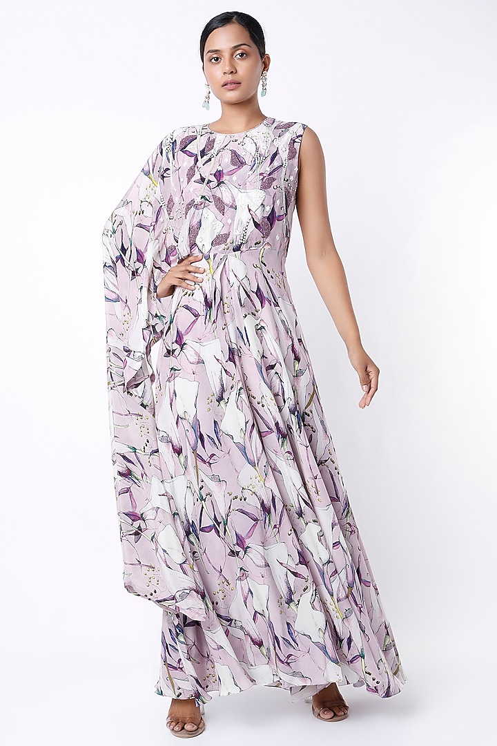 Lilac Printed Overlay Jumpsuit by Radical