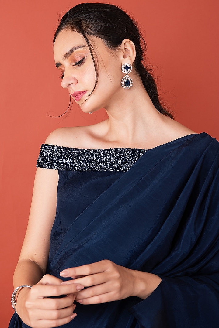 Midnight Blue Off Shoulder Summer Dress by SHRISTI CHETANI at Pernia's Pop Up Shop