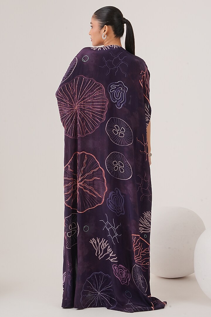 Purple Natural Crepe Draped Skirt Set by Shristi Chetani at Pernia's Pop Up Shop