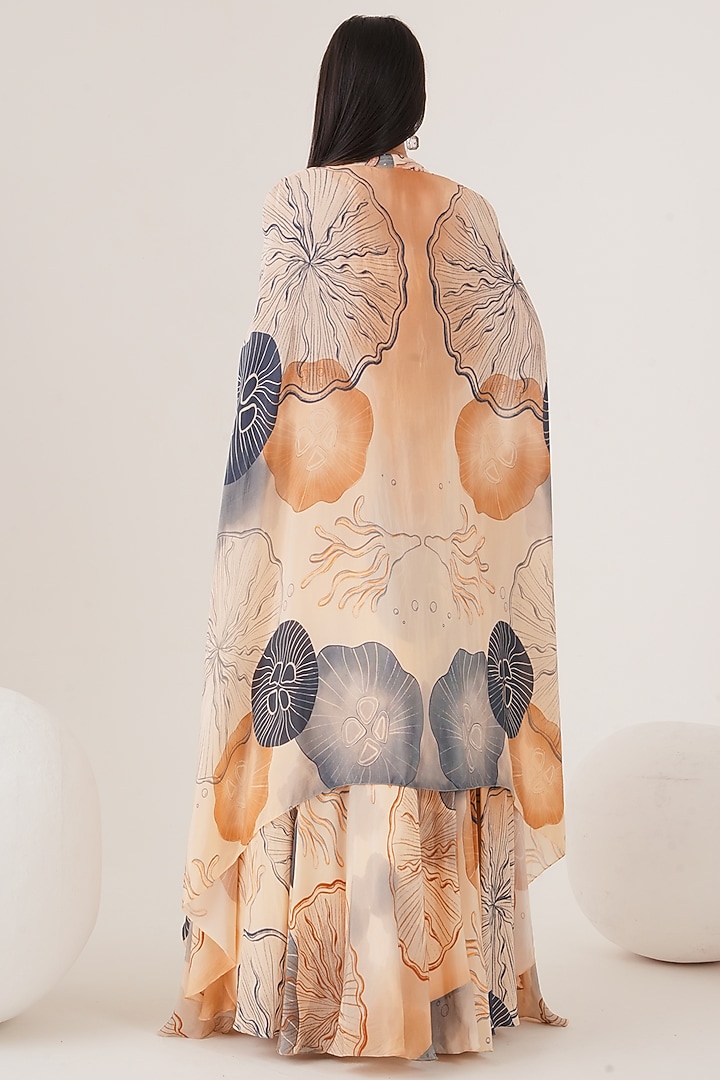Beige Natural Crepe Abstract Printed Skirt Set by Shristi Chetani at Pernia's Pop Up Shop
