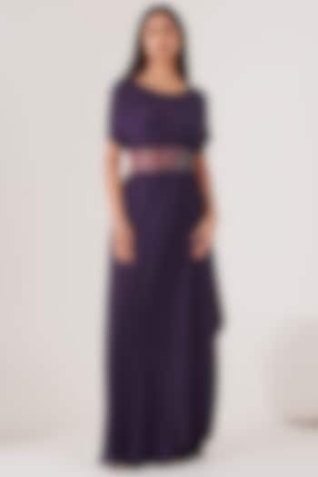 Purple Natural Crepe Draped Maxi Dress  by Shristi Chetani at Pernia's Pop Up Shop