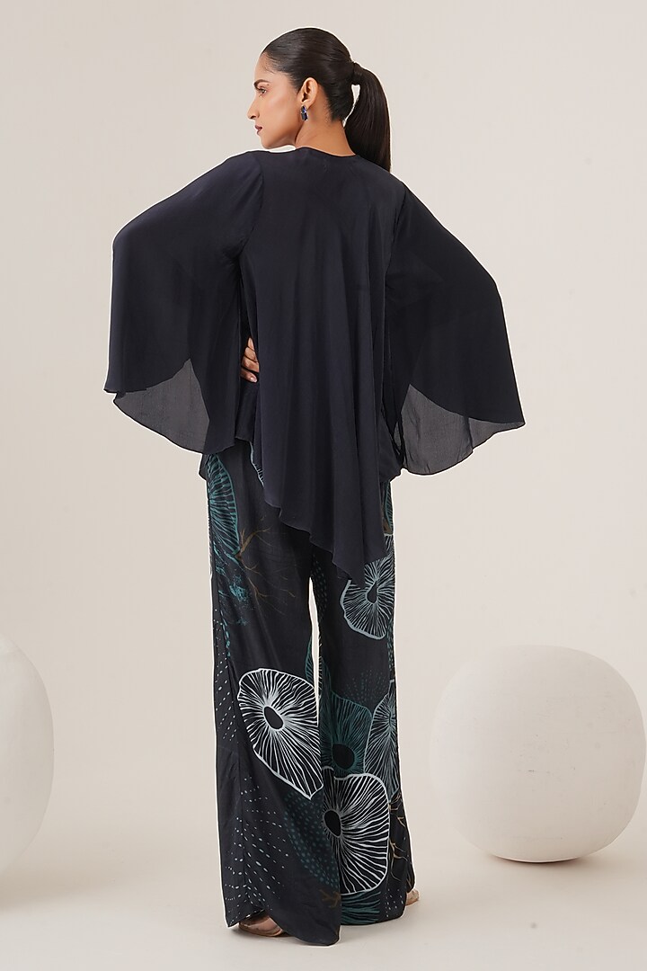 Purple Natural Crepe Abstract Printed Flared Pant Set by Shristi Chetani at Pernia's Pop Up Shop