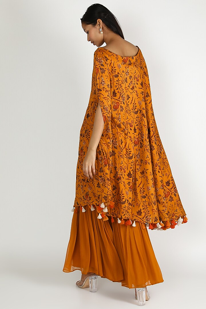 Mustard Printed Kaftan & Pants by Shristi Chetani at Pernia's Pop Up Shop