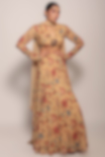 Beige Georgette & Crepe Lehenga Set by SHRISTI CHETANI at Pernia's Pop Up Shop