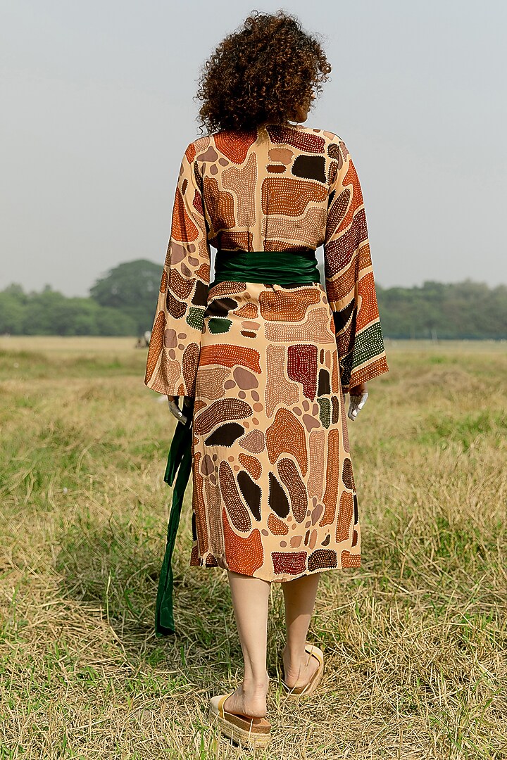 Multi-Colored Crepe Printed Asymmetric Wrap Around Summer Dress by Shristi Chetani at Pernia's Pop Up Shop