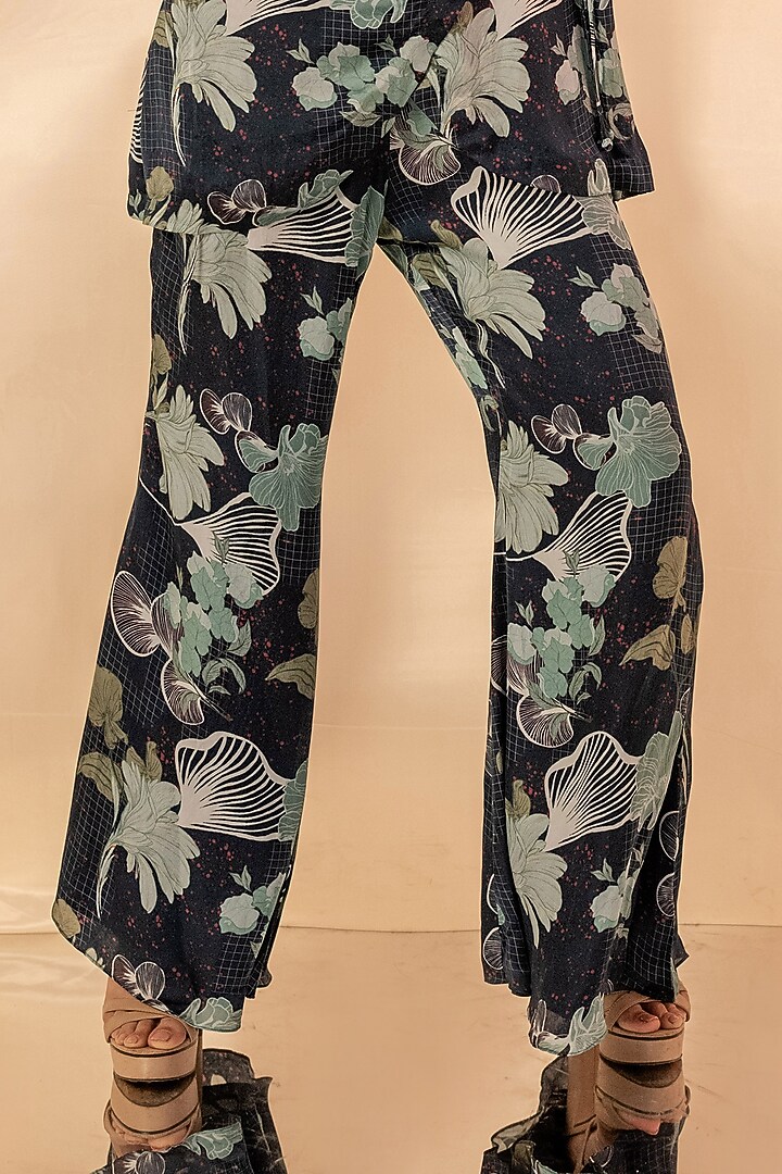 Blue Bamberg Satin Embellished Co-Ord Set by Shristi Chetani at Pernia's Pop Up Shop