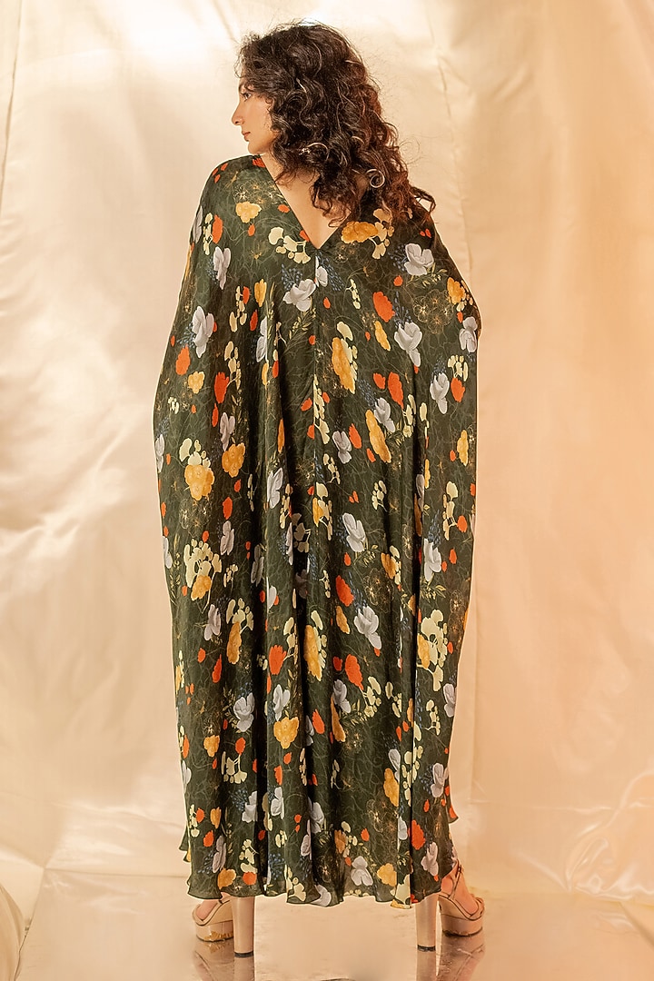 Green Bamberg Satin Draped Skirt Set by Shristi Chetani at Pernia's Pop Up Shop