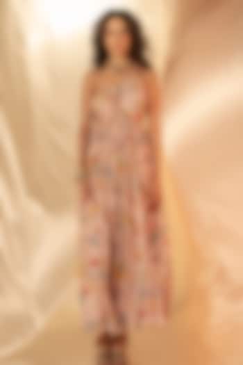 Pink Bamberg Satin One-Shoulder Pleated Vacation Dress by Shristi Chetani at Pernia's Pop Up Shop