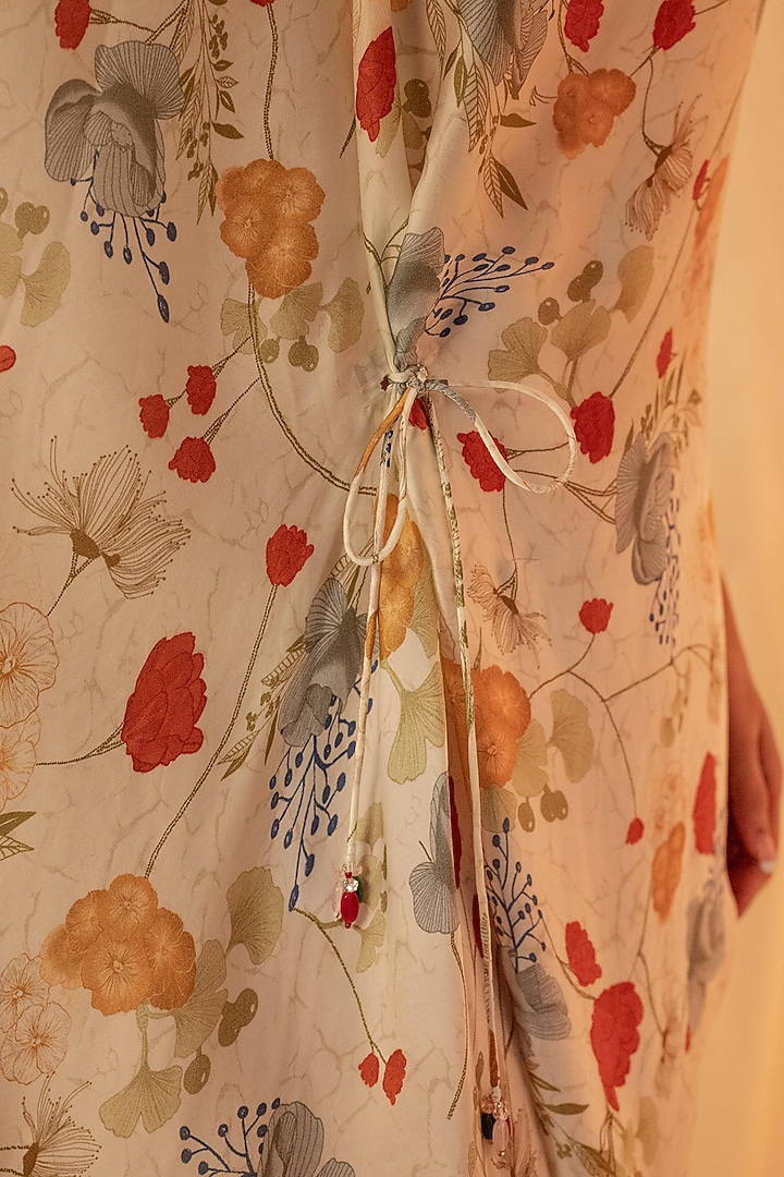 White Bamberg Satin Draped Summer Dress by Shristi Chetani at Pernia's Pop Up Shop