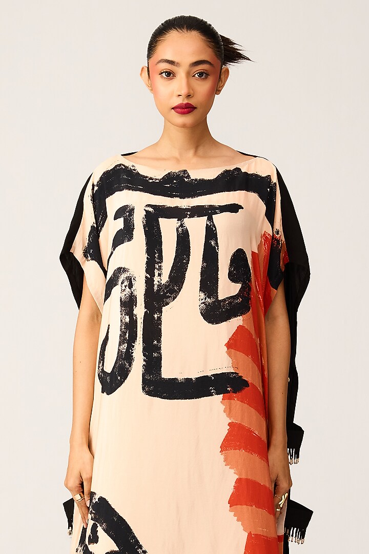 Black Crepe Digital Printed Kaftan Set by Shristi Chetani at Pernia's Pop Up Shop