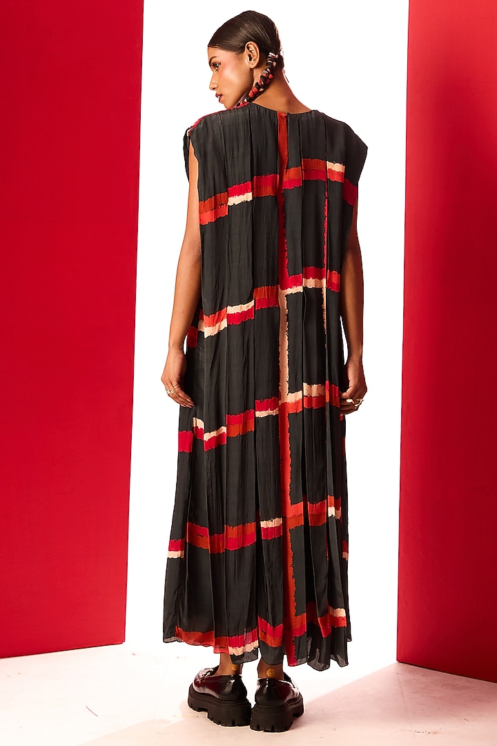 Red & Black Crepe Digital Printed Summer Dress by Shristi Chetani at Pernia's Pop Up Shop