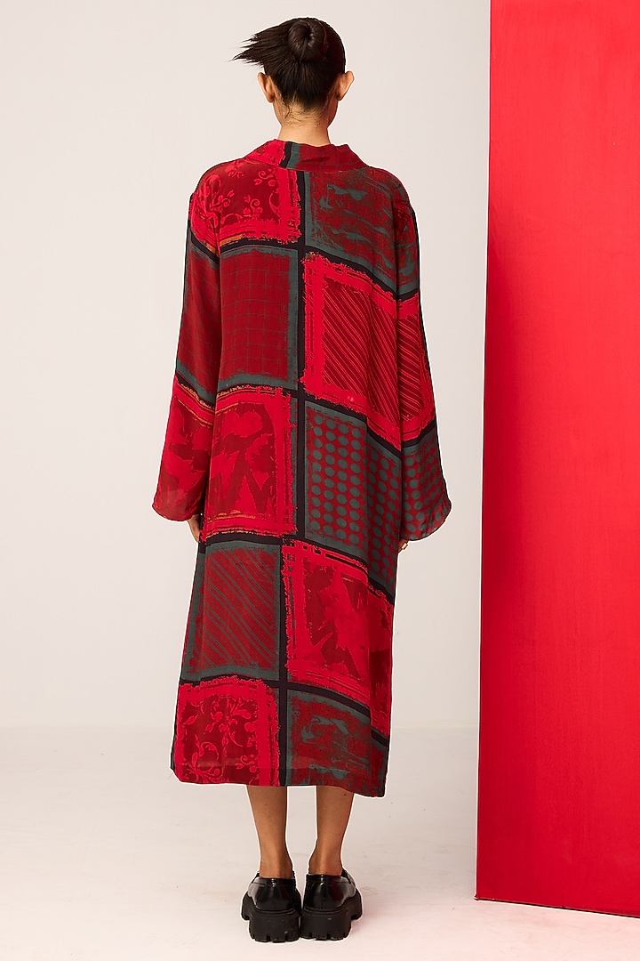 Red Crepe Digital Printed Jumpsuit by Shristi Chetani at Pernia's Pop Up Shop