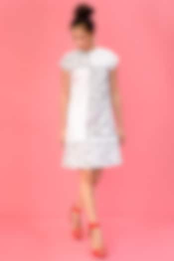 White Printed Knee Length Dress by SHRISTI CHETANI