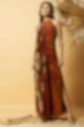 Red Brown Crepe Dress by Shristi Chetani