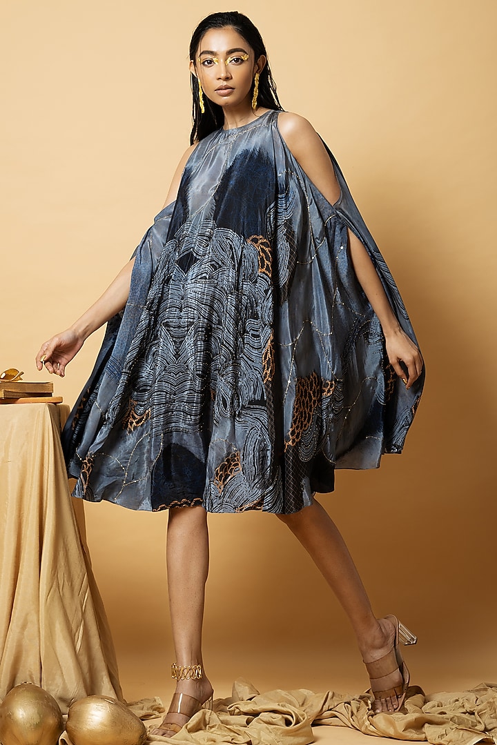 Blue Crepe Dress by Shristi Chetani