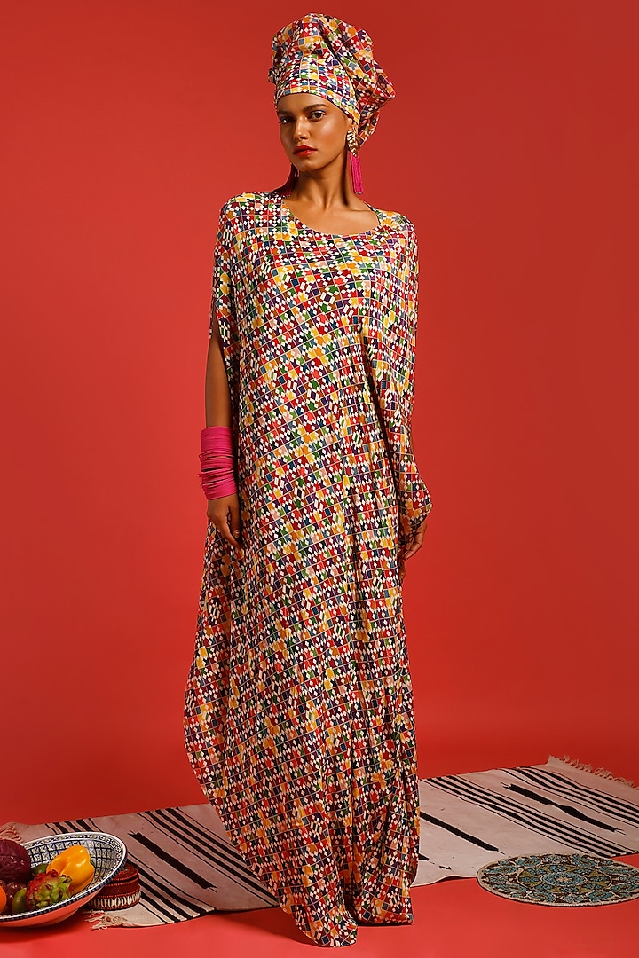Multi-Colored Printed Draped Dress by SHRISTI CHETANI