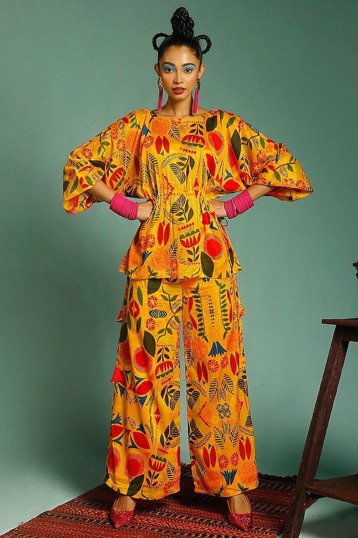 Yellow Chanderi Co-Ord Set by SHRISTI CHETANI