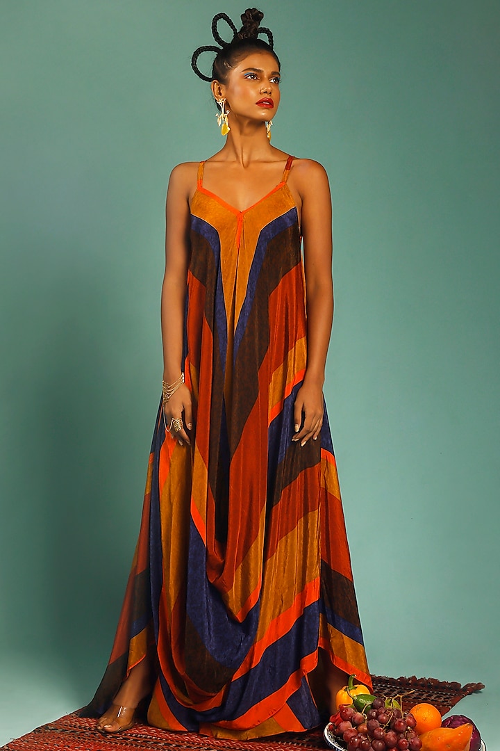 Multi-Colored Printed Slip Dress by SHRISTI CHETANI
