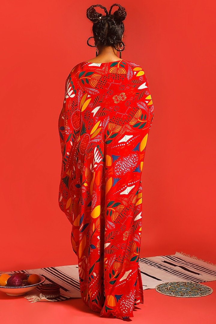 Red Printed Draped Summer Dress by SHRISTI CHETANI at Pernia's Pop Up Shop