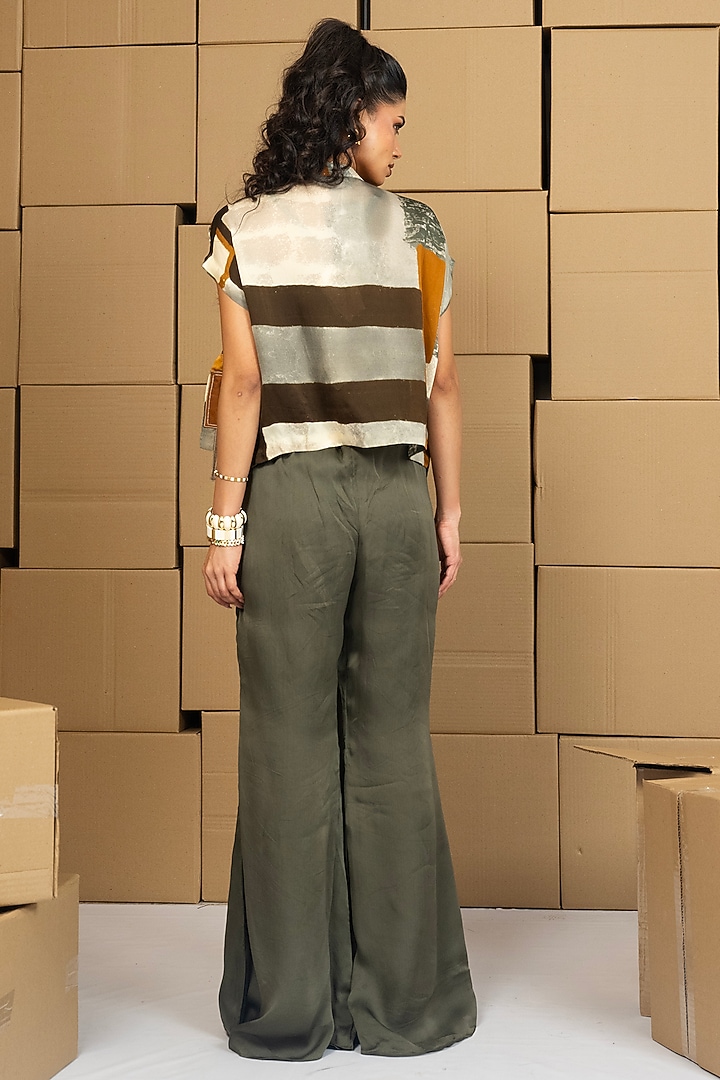 Multi-Colored Bemberg Satin Organza Patchwork Jacket Set by Shristi Chetani at Pernia's Pop Up Shop